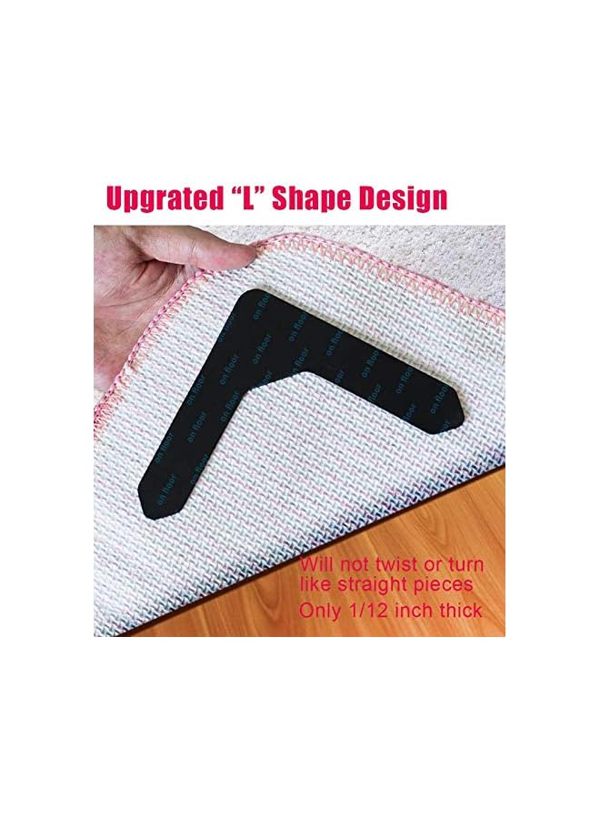 The Bros Rug Grippers for Area Rugs, 8 Pack Non Slip Rug L Shape Updated Gripper on Carpet for Area Rugs, Hardwood Floors, Tile Floors, Floor Mats, Black - Image 4
