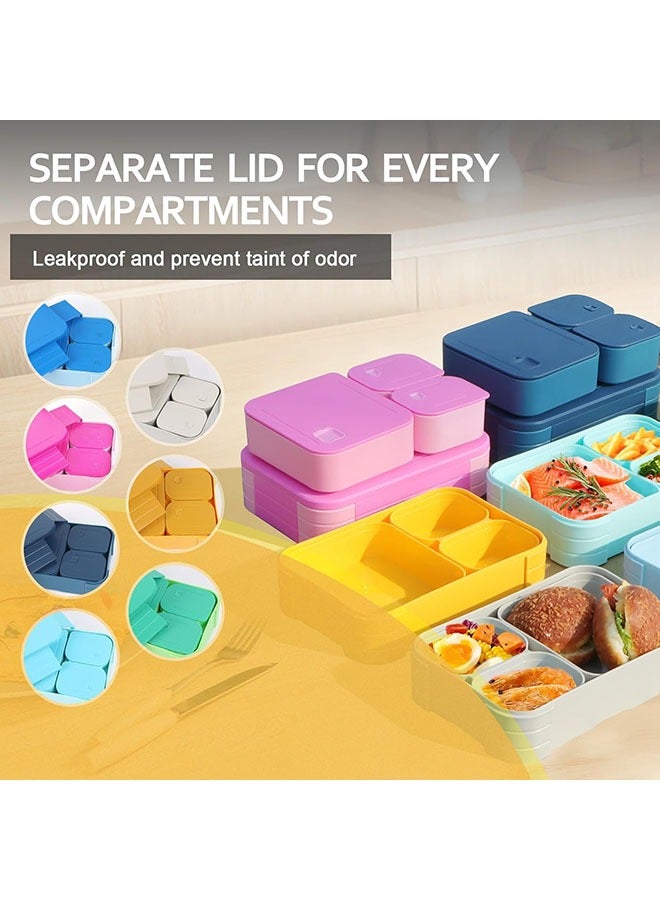 YelaJoy 3 in 1Lunch Box for Kids,BPA-Free,Food-Grade Plastic,3 Compartment Leak Proof Bento Box for Backpacks, Microwave & Dishwasher Safe, Food Storage Container for Work, Daycare, Child Back to School & Travel,Easy to Clean(Yellow,1700ML)  - Image 2