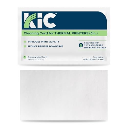 Waffletechnology KICTeam - Cleaning Cards for Thermal Printers (25 Cards) - Presaturated with Quick Drying Solution to Clean 3in Receipt Paper Thermal Printers - Image 1