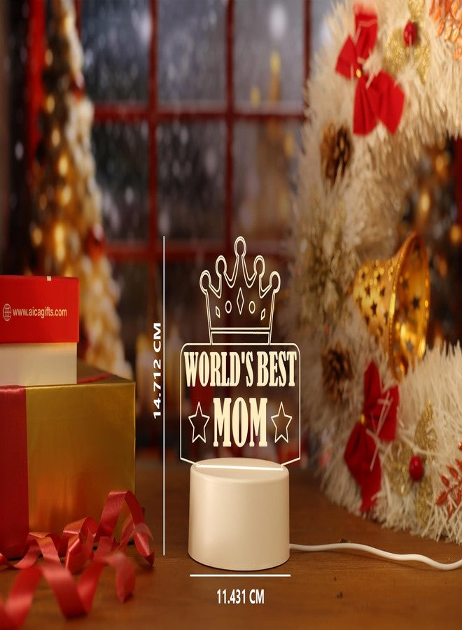 AICA World's Best Mom LED Lamp (White Color Base)| Birthday Anniversary Gift for Mom Mummy Mother in Law - Image 4
