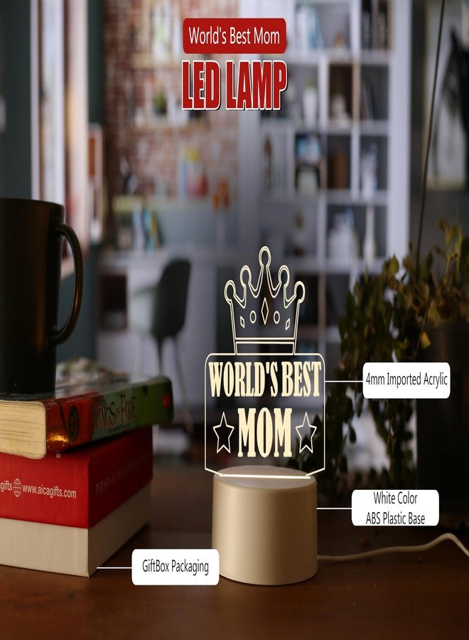 AICA World's Best Mom LED Lamp (White Color Base)| Birthday Anniversary Gift for Mom Mummy Mother in Law - Image 2