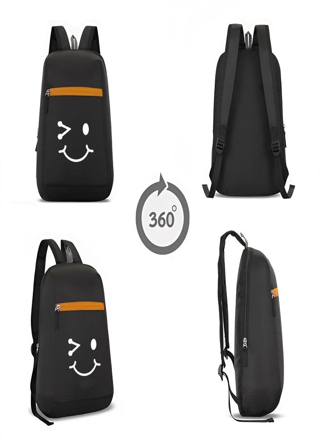 H-HEMES Small Backpack, Compact 11L Lightweight, Durable, Water-Resistant, Everyday Use, Black & Orange - Image 5