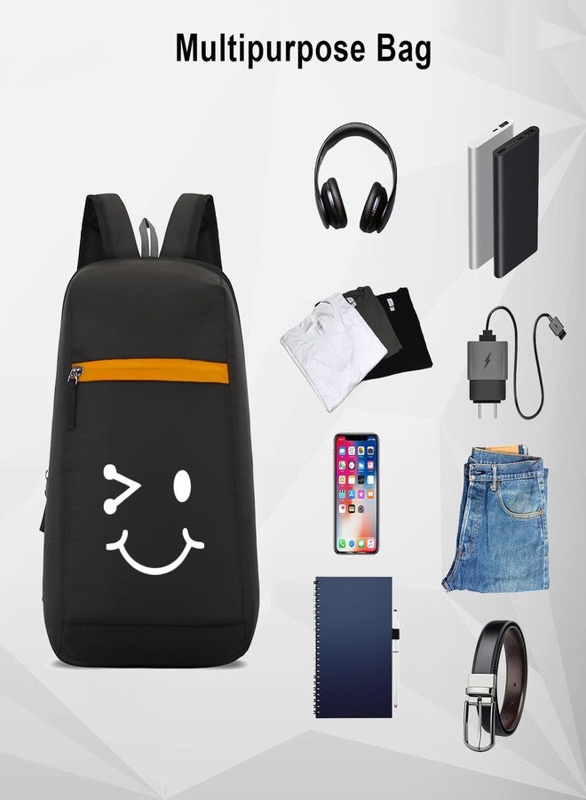 H-HEMES Small Backpack, Compact 11L Lightweight, Durable, Water-Resistant, Everyday Use, Black & Orange - Image 3