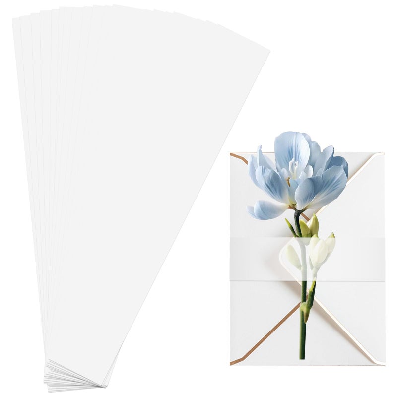 CANIPHA 100Pcs Wedding Invitation Accessories, Clear Invitation Belly Bands Vellum Belly Band for 5x7 Invitations Vellum Paper Belly Bands, Wedding Invitation Card Gift Wraps Liners - Image 1
