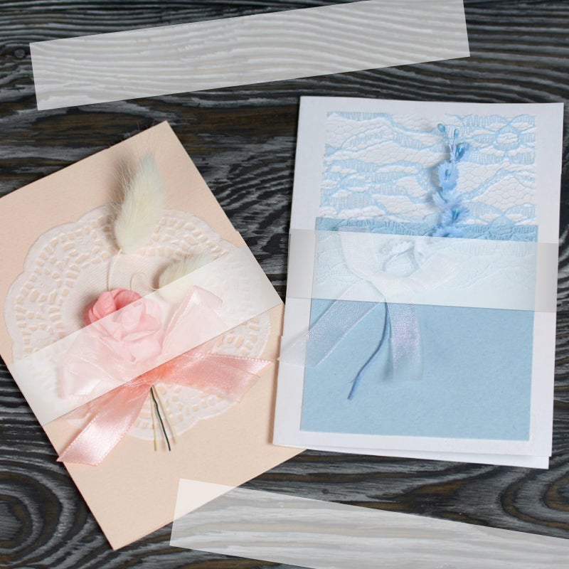 CANIPHA 100Pcs Wedding Invitation Accessories, Clear Invitation Belly Bands Vellum Belly Band for 5x7 Invitations Vellum Paper Belly Bands, Wedding Invitation Card Gift Wraps Liners - Image 4