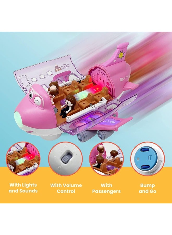 TOY GARDEN Kids Airplane Toy, Pink Toddler Airplane Toys for Girls Colorful Lights Music & Toy Airplane Sounds, 360 Automated Wheels, for Birthday Gifts Toddler Girls Toys 2 3 4 5 6 7-Year-Old Up (PINK)  - Image 2