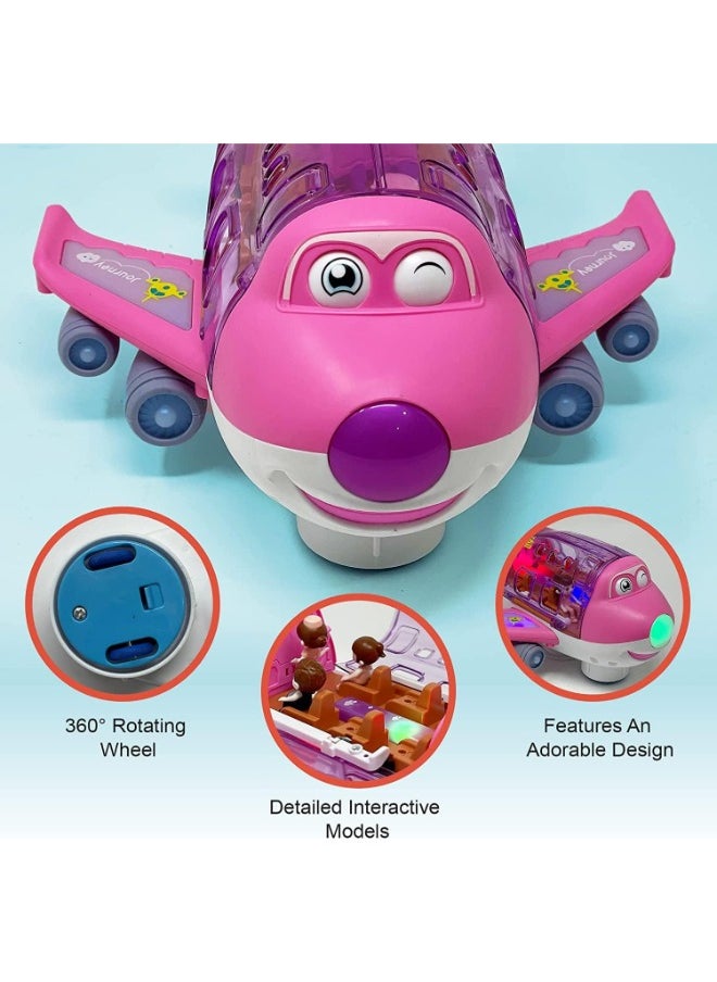 TOY GARDEN Kids Airplane Toy, Pink Toddler Airplane Toys for Girls Colorful Lights Music & Toy Airplane Sounds, 360 Automated Wheels, for Birthday Gifts Toddler Girls Toys 2 3 4 5 6 7-Year-Old Up (PINK)  - Image 3
