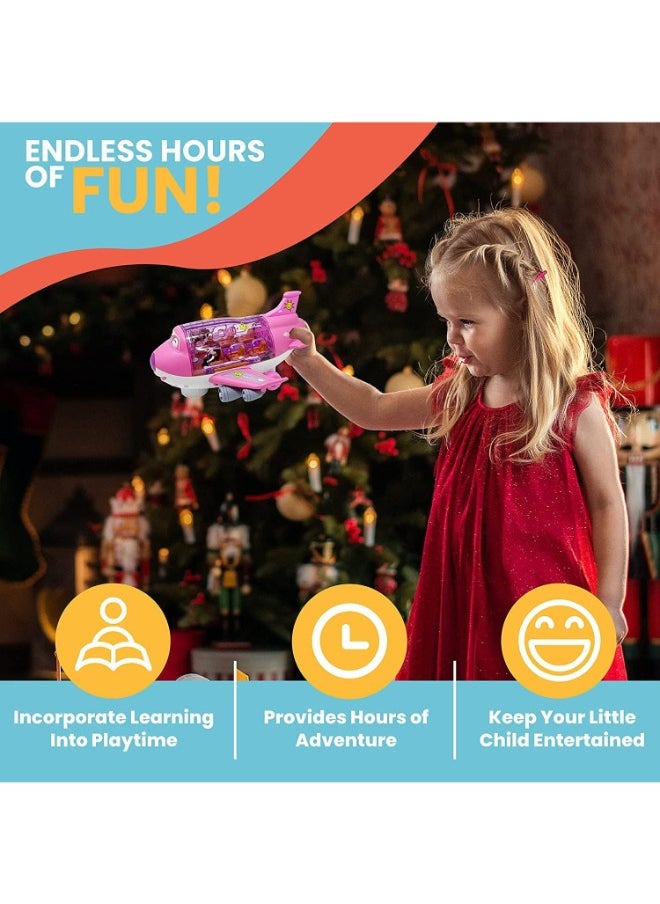TOY GARDEN Kids Airplane Toy, Pink Toddler Airplane Toys for Girls Colorful Lights Music & Toy Airplane Sounds, 360 Automated Wheels, for Birthday Gifts Toddler Girls Toys 2 3 4 5 6 7-Year-Old Up (PINK)  - Image 4