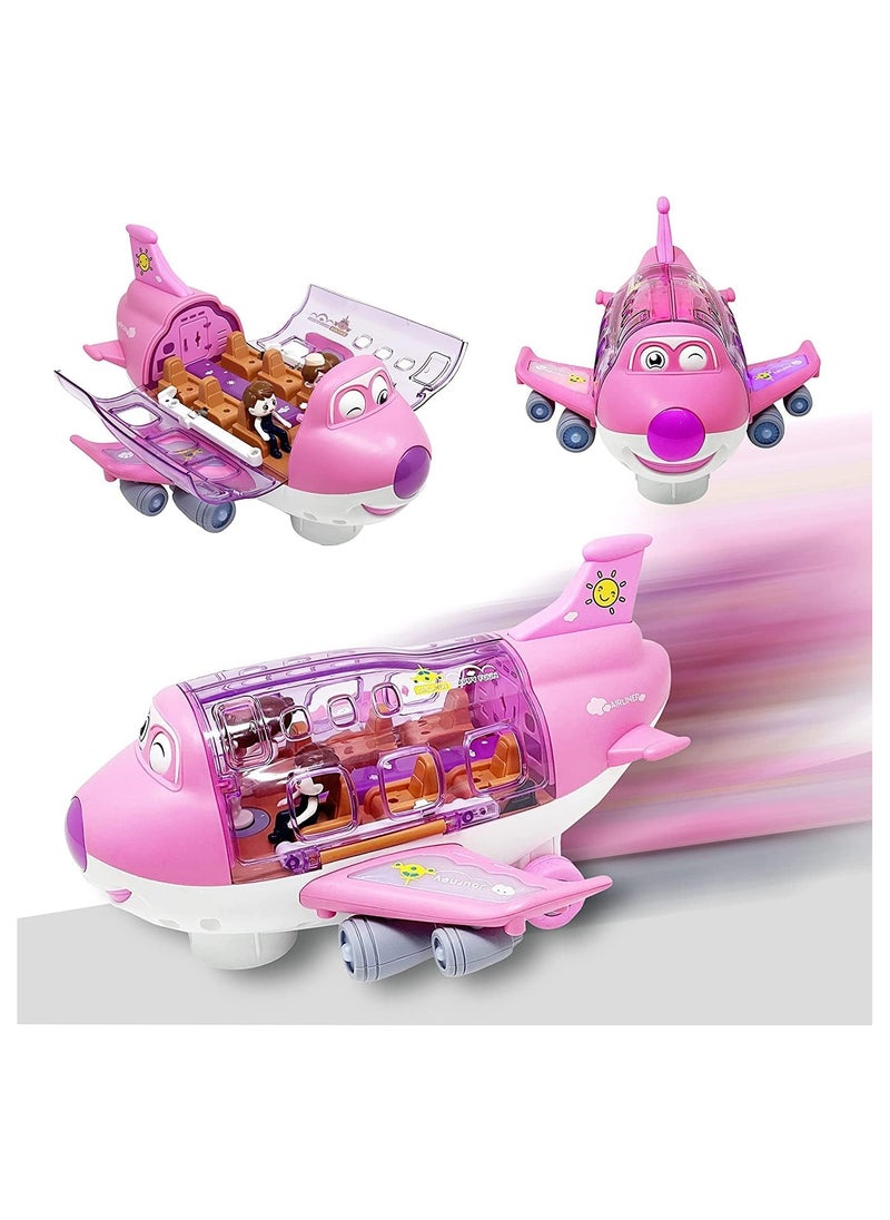 TOY GARDEN Kids Airplane Toy, Pink Toddler Airplane Toys for Girls Colorful Lights Music & Toy Airplane Sounds, 360 Automated Wheels, for Birthday Gifts Toddler Girls Toys 2 3 4 5 6 7-Year-Old Up (PINK)  - Image 1