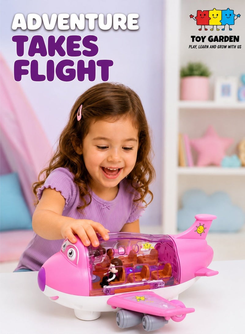 TOY GARDEN Kids Airplane Toy, Pink Toddler Airplane Toys for Girls Colorful Lights Music & Toy Airplane Sounds, 360 Automated Wheels, for Birthday Gifts Toddler Girls Toys 2 3 4 5 6 7-Year-Old Up (PINK) - Image 1
