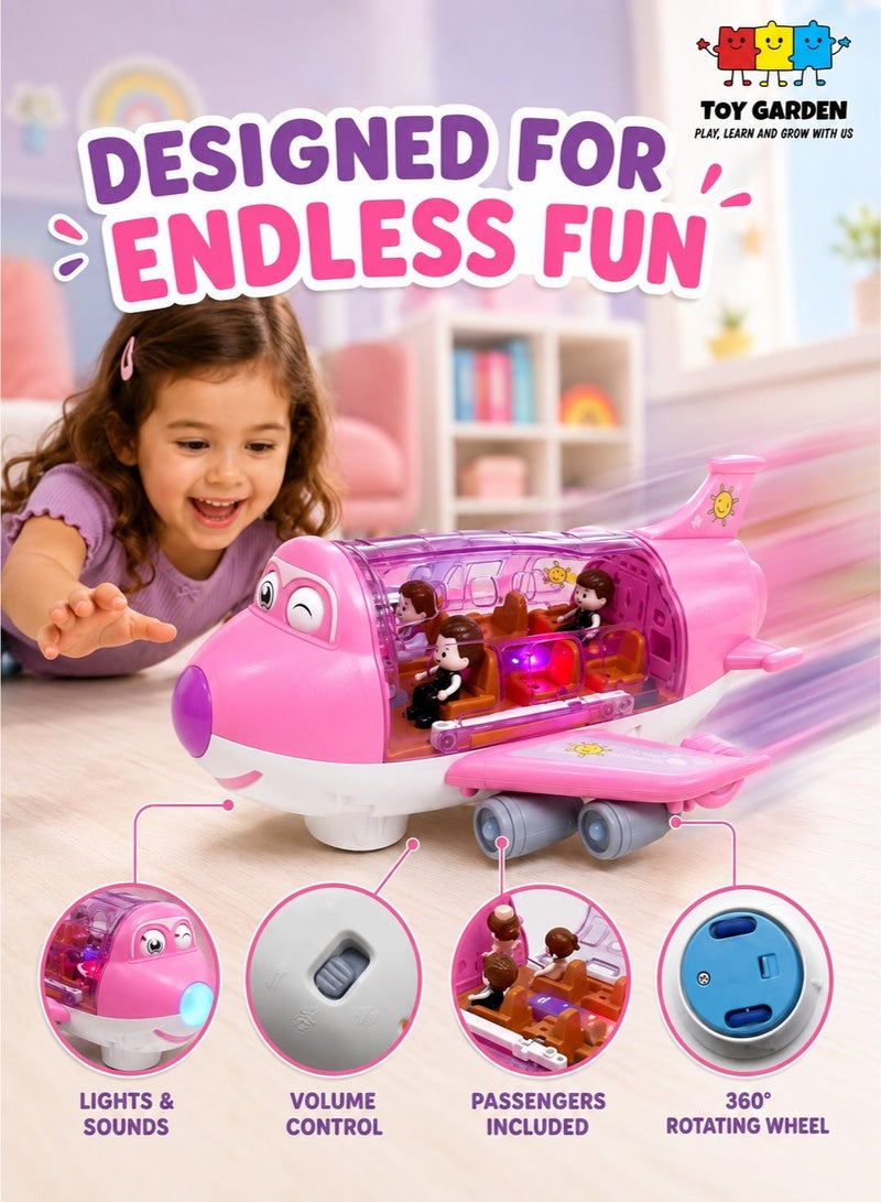 TOY GARDEN Kids Airplane Toy, Pink Toddler Airplane Toys for Girls Colorful Lights Music & Toy Airplane Sounds, 360 Automated Wheels, for Birthday Gifts Toddler Girls Toys 2 3 4 5 6 7-Year-Old Up (PINK) - Image 5