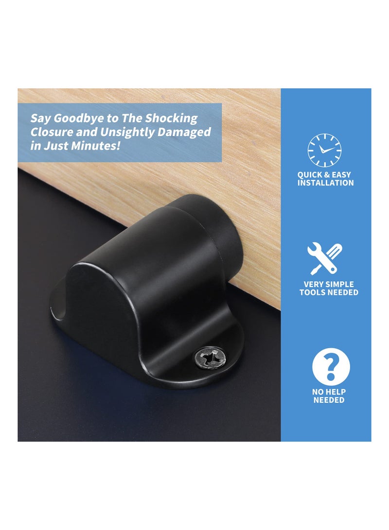 2Pcs Floor Mount Door Stopper Heavy Duty Stop Flat Doorstop with Rubber Bumper Stainless Steel Screws 1.06 Inch Height Black - Image 4