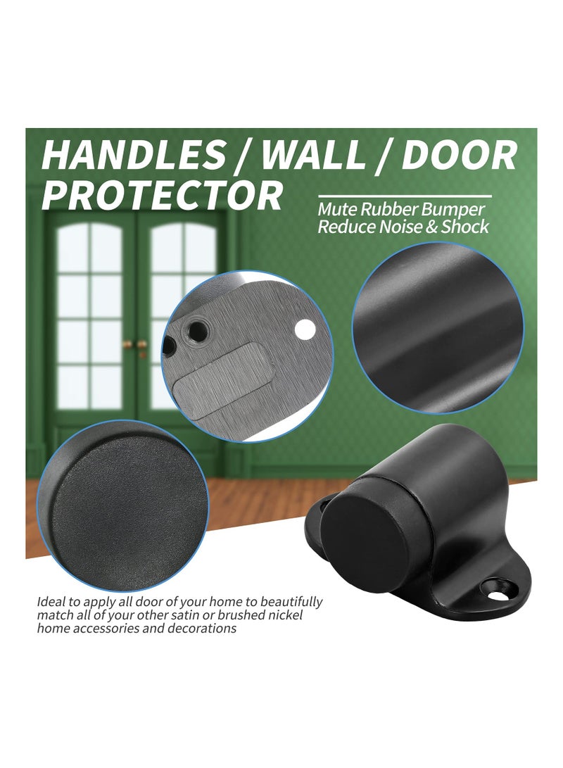 2Pcs Floor Mount Door Stopper Heavy Duty Stop Flat Doorstop with Rubber Bumper Stainless Steel Screws 1.06 Inch Height Black - Image 3