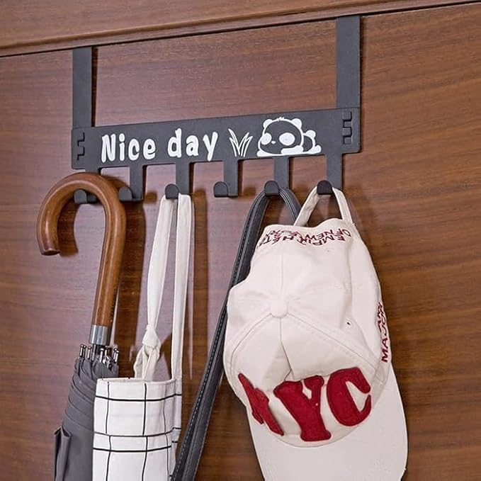 KD ZONE KD ZONE 6 Hooks Over Door Hanger Decorative Organizer Hook Caddy for Bedrooms Clothes Towels Purses Bags Jackets Made of Carbon Steel 4  - Image 2