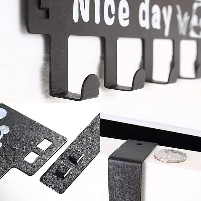 KD ZONE KD ZONE 6 Hooks Over Door Hanger Decorative Organizer Hook Caddy for Bedrooms Clothes Towels Purses Bags Jackets Made of Carbon Steel 4  - Image 4