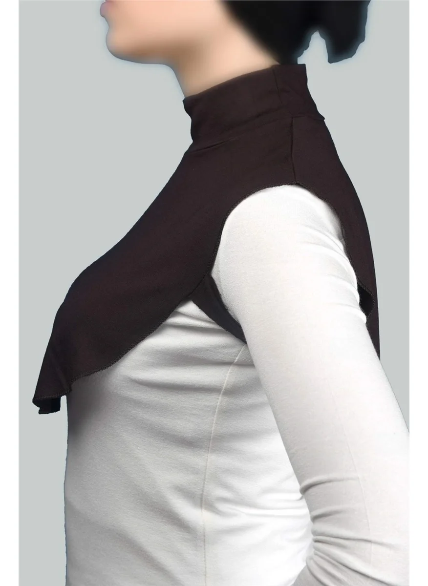 Altobeh Plain Turtleneck Turtleneck Combed Cotton Hijab Neck Collar - Dark Brown
