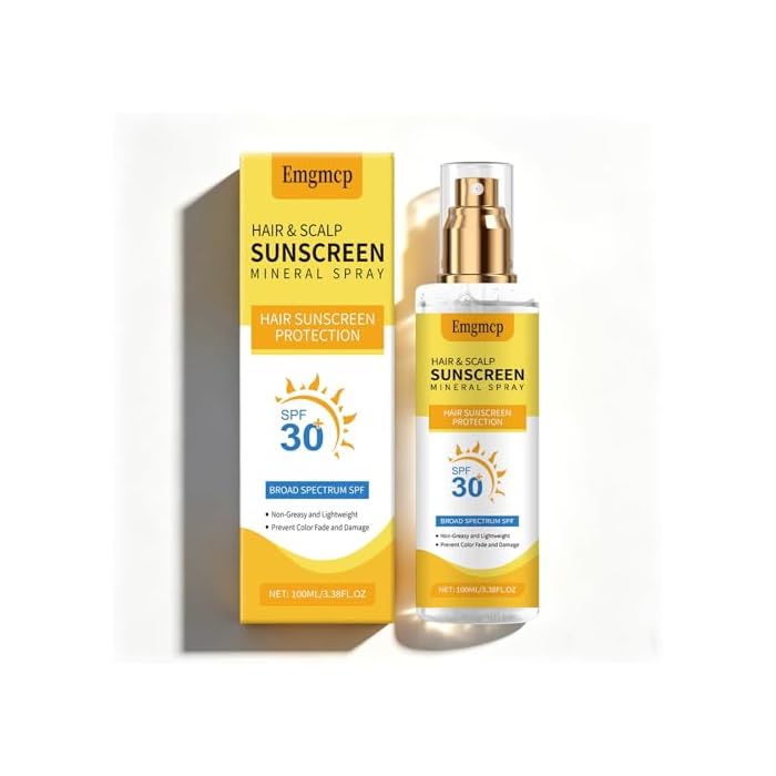 Hair & Scalp Sunscreen Spray SPF 30 | Broad Spectrum UV Blocker for Color-Treated Hair, Weightless Non-Greasy Formula with Coconut Oil, Prevents Color Fade & Dryness, Beach & Pool Essential