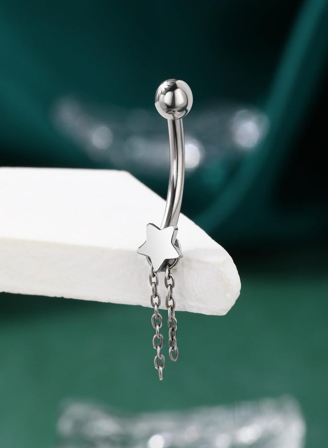 COCHARM Minimalist Star G23 Solid Titanium Belly Button Rings 14G Dangle Belly Navel Rings Internally Threaded Belly Piercing Jewelry Surgical Steel Hypoallergenic - Image 4