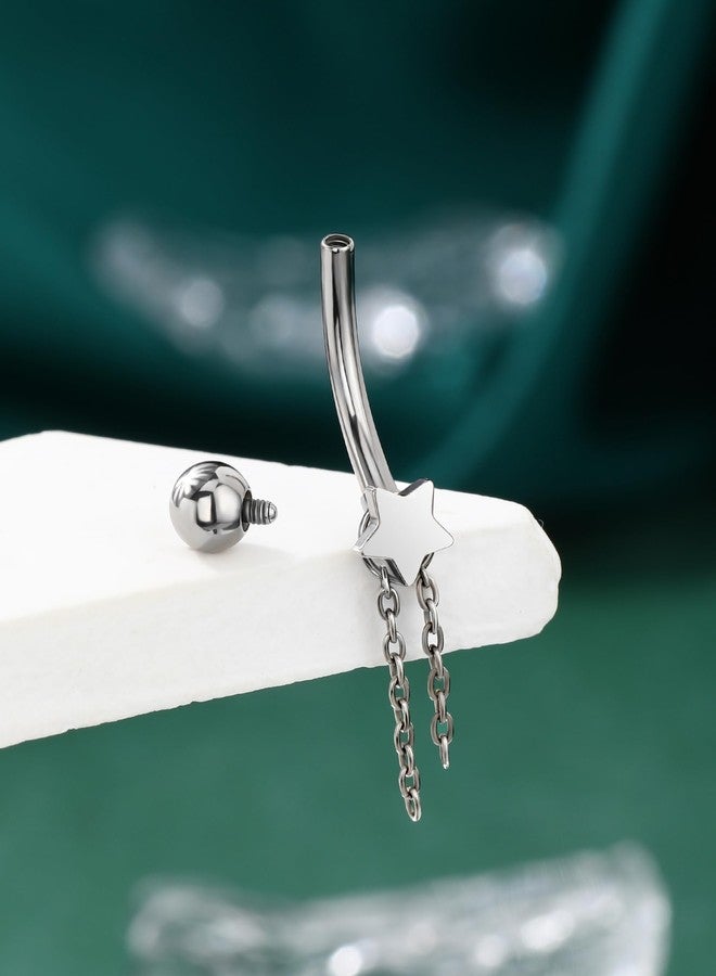 COCHARM Minimalist Star G23 Solid Titanium Belly Button Rings 14G Dangle Belly Navel Rings Internally Threaded Belly Piercing Jewelry Surgical Steel Hypoallergenic - Image 5