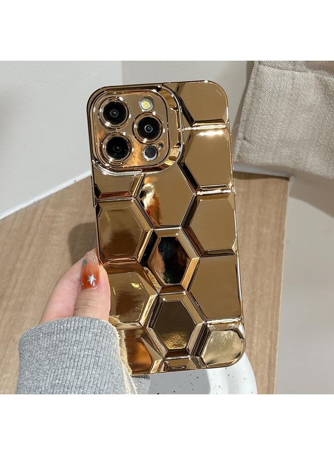 Zaboon Case For iPhone 12 Pro Electroplating Laser Engraving 3D Honeycomb TPU Phone Case - Image 1