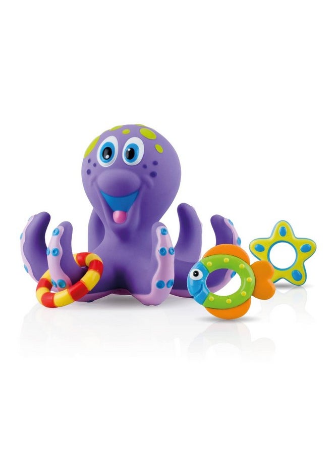 Nuby Nuby Floating Octopus Toy with 3 Hoopla Rings - Baby Bath Toy for Boys and Girls - 18+ Months - Purple (Pack of 1)  - Image 1