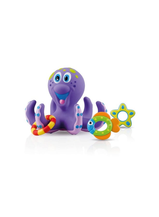 Nuby Nuby Floating Octopus Toy with 3 Hoopla Rings - Baby Bath Toy for Boys and Girls - 18+ Months - Purple (Pack of 1)  - Image 4
