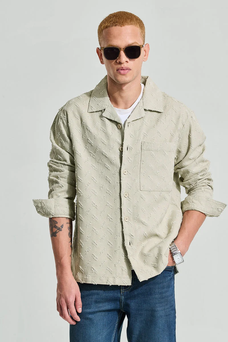 SNITCH Beige Textured Long Sleeve Relaxed Streetwear Overshirt