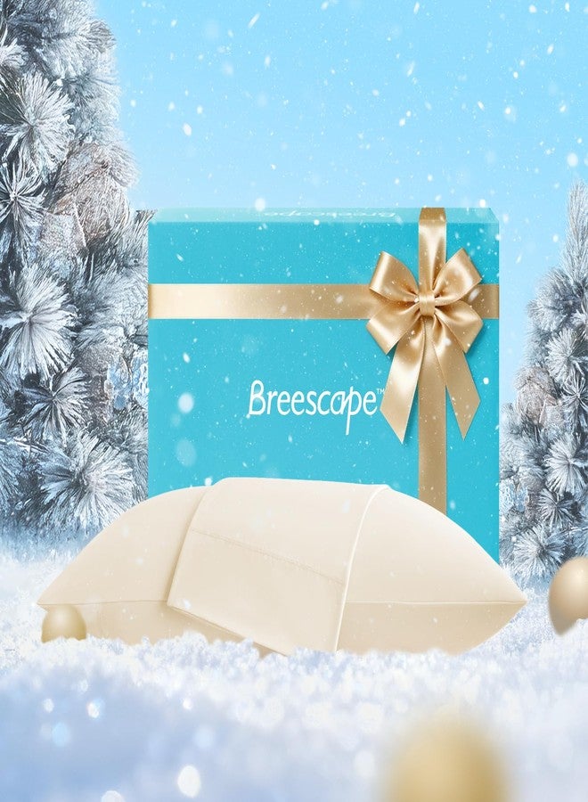 Breescape Cooling Pillow Cases Standard/Queen Size - BlendTek™ Dry & Cool Technology for Hot Sleepers and Night Sweats, 2 Pack Soft & Smooth Pillowcases for Hair & Skin Care, 20" x 30", Ivory - Image 1