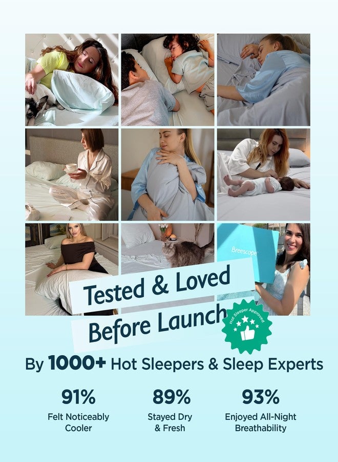 Breescape Cooling Pillow Cases Standard/Queen Size - BlendTek™ Dry & Cool Technology for Hot Sleepers and Night Sweats, 2 Pack Soft & Smooth Pillowcases for Hair & Skin Care, 20" x 30", Ivory - Image 2