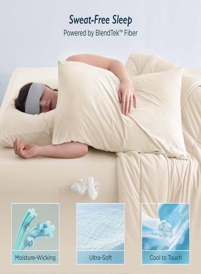 Breescape Cooling Pillow Cases Standard/Queen Size - BlendTek™ Dry & Cool Technology for Hot Sleepers and Night Sweats, 2 Pack Soft & Smooth Pillowcases for Hair & Skin Care, 20" x 30", Ivory - Image 5