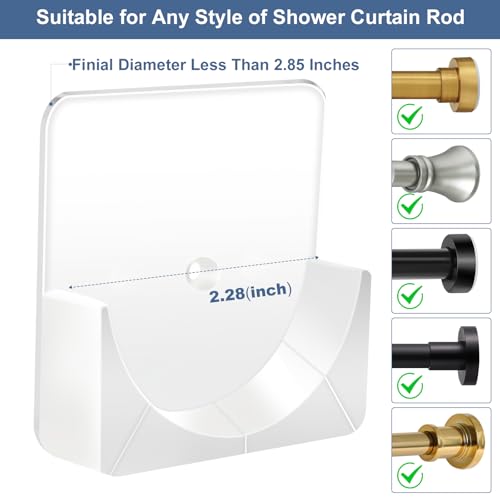 YNL 2 Pack Adhesive Shower Rod Holders, Transparent Rod Retainer | Never Fall Down Shower Tension Rod Holders for Wall(Rod Not Included) - Image 4