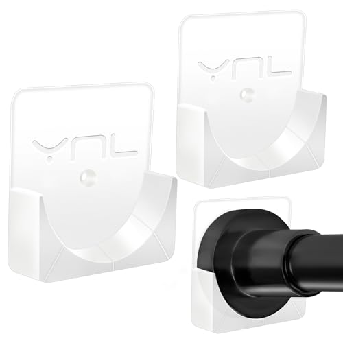 YNL 2 Pack Adhesive Shower Rod Holders, Transparent Rod Retainer | Never Fall Down Shower Tension Rod Holders for Wall(Rod Not Included) - Image 1