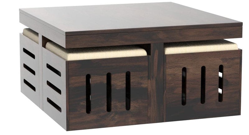 Md Decor Solid Sheesham Coffee Table 4 Seater with Four Stool for Living Room Center Coffee Table for Bedroom,Cafe, Home &Office (Mahogany Finish) - Image 3