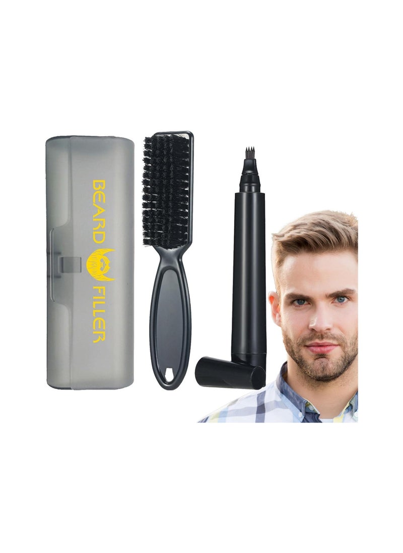 RATSAW Beard Filling Pen Waterproof Beard Pencil Filler for Men Sweatproof Moustache and Eyebrows Barber Pencil for Travel Natural Black  - Image 1