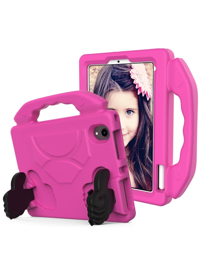 VKL Kids Case for iPad Mini 7 A17 Pro/Mini 6, iPad Mini 7th/6th Generation (2024/2021), Lightweight EVA Dropproof Impact Resistance Protective Handle Stand Cover for iPad Mini 7 (Rose)