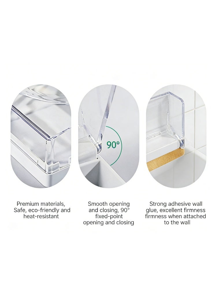 Hirospace 2 Pack Waterproof & Dustproof Electrical Socket Cover, Clear Adhesive Wall Protector Box for Home, Kitchen, Bathroom Plug Safety - Image 3