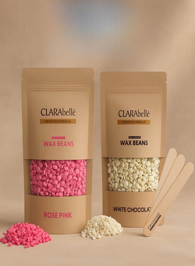 CLARABELLE PROFESSIONALS Unisex Adult Hair Removal Brazilian Hard Wax Beans For Face, Eyebrow, Back, Chest, Bikini Areas, Legs, Arms and Beards (50 GM, Rose Pink + White Chocolate) - Image 1
