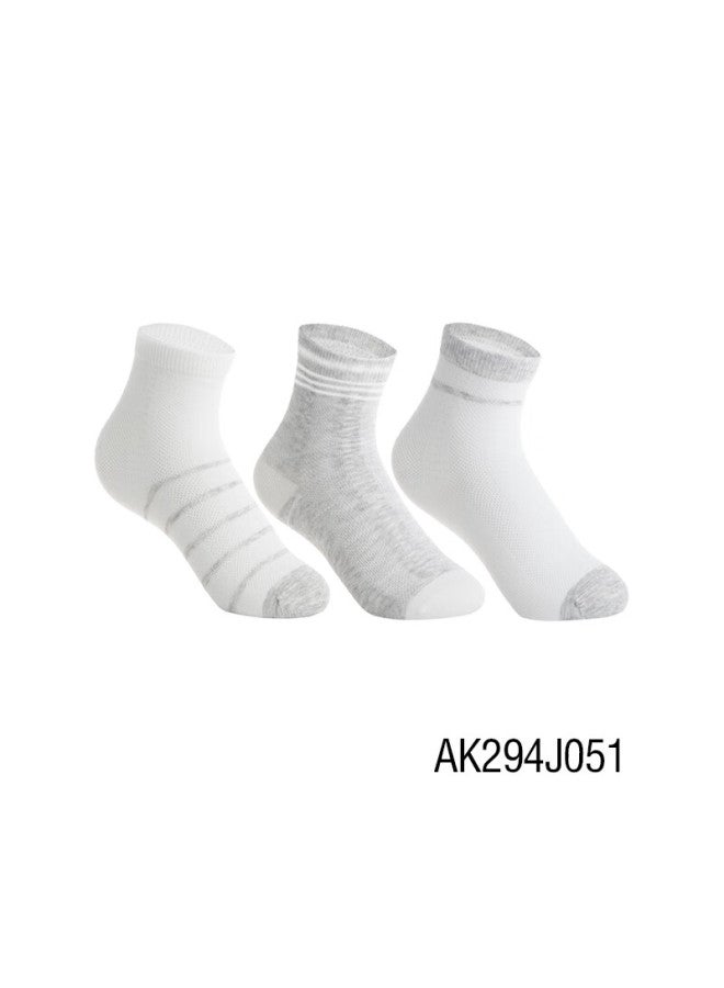 Aimer Kids Summer Socks, Antibacterial, Sweat-wicking, Odor-resistant, For Boys And Girls, Short Socks, 3-pack, Gray-white, For Feet 16-18 CM Long, Ages 4-6 - Image 5