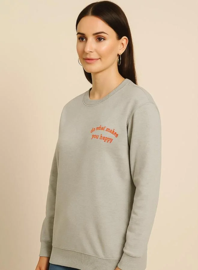 PAUSE Pause Women Regular Fit Slogan Print Sweatshirt