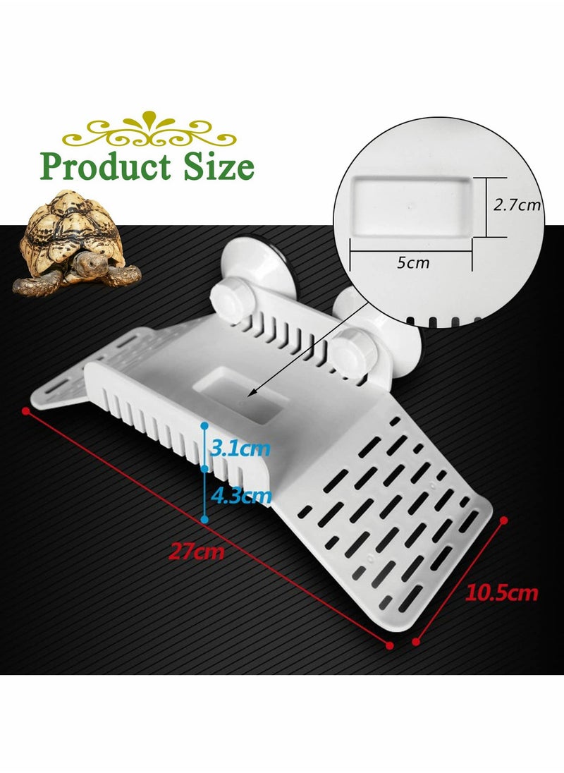 Excefore Turtle Basking Platform, Turtle Bank Floating Island with Green Lifelike Underwater Plastic Plant, Water Dish, Sucker Cap, Turtle Dock Turtle Tank Decorations Reptile Accessories, White  - Image 5