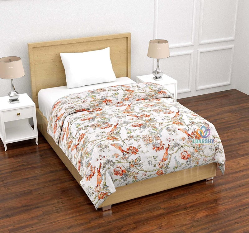 LOARSHY Rajasthani Jaipuri Cotton Single Bed Razai Birds and Floral Hand Block Printed AC Rajai Light Weight Soft Quilt (Multicolor) - Image 2
