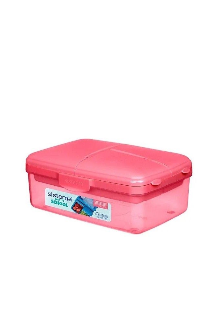 Sistema Lunch Slimline Quaddie BTS Lunch Box, 1.5 Liter Capacity, Pink - No:03965