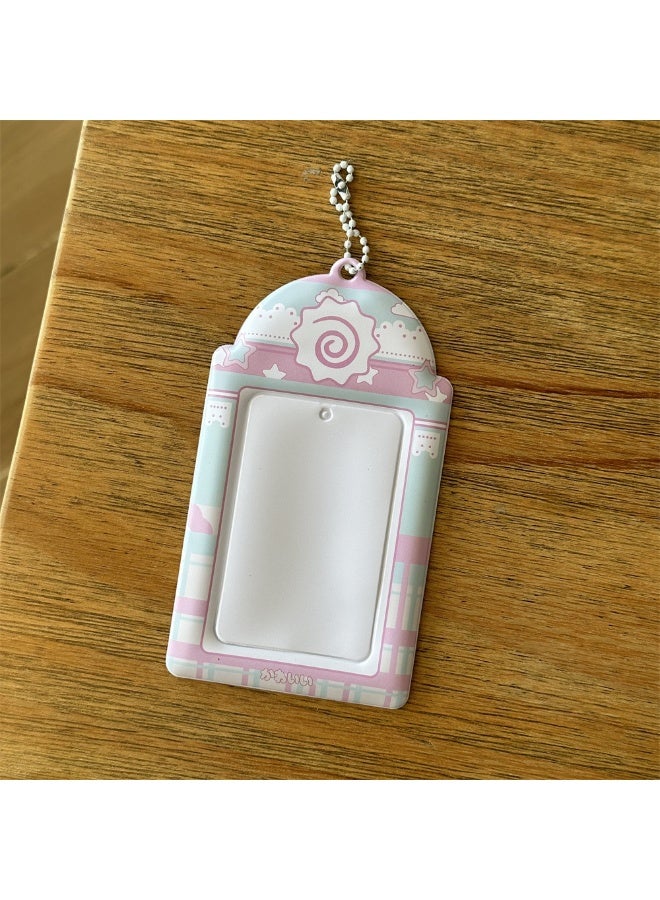 NIBEMINENT 1 - Piece Blue Dolphin Four-leaf Grass Kpop Photo Card Holder Pendant Key Chain ID Badge Holder ID Card Holder Photo Card Protector for School ID Office ID Access Card for Women Girls - Image 1