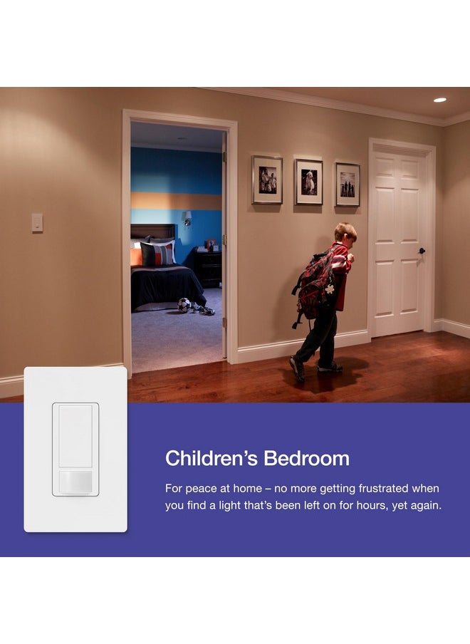 LUTRON Lutron Maestro Motion Sensor Light Switch w/ Wallplate for Bathroom, Garage, Laundry Room, Closet, for Light Bulbs, Occupancy and Vacancy Sensor, Single-Pole Only, No Neutral Req, MS-OPS2HW-WH, White  - Image 4