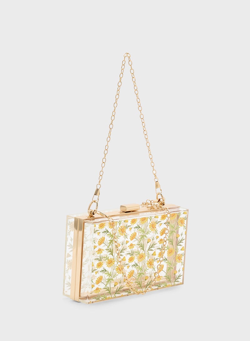 ELLA Daisy Print Clear Clutch Bag  - Image 3