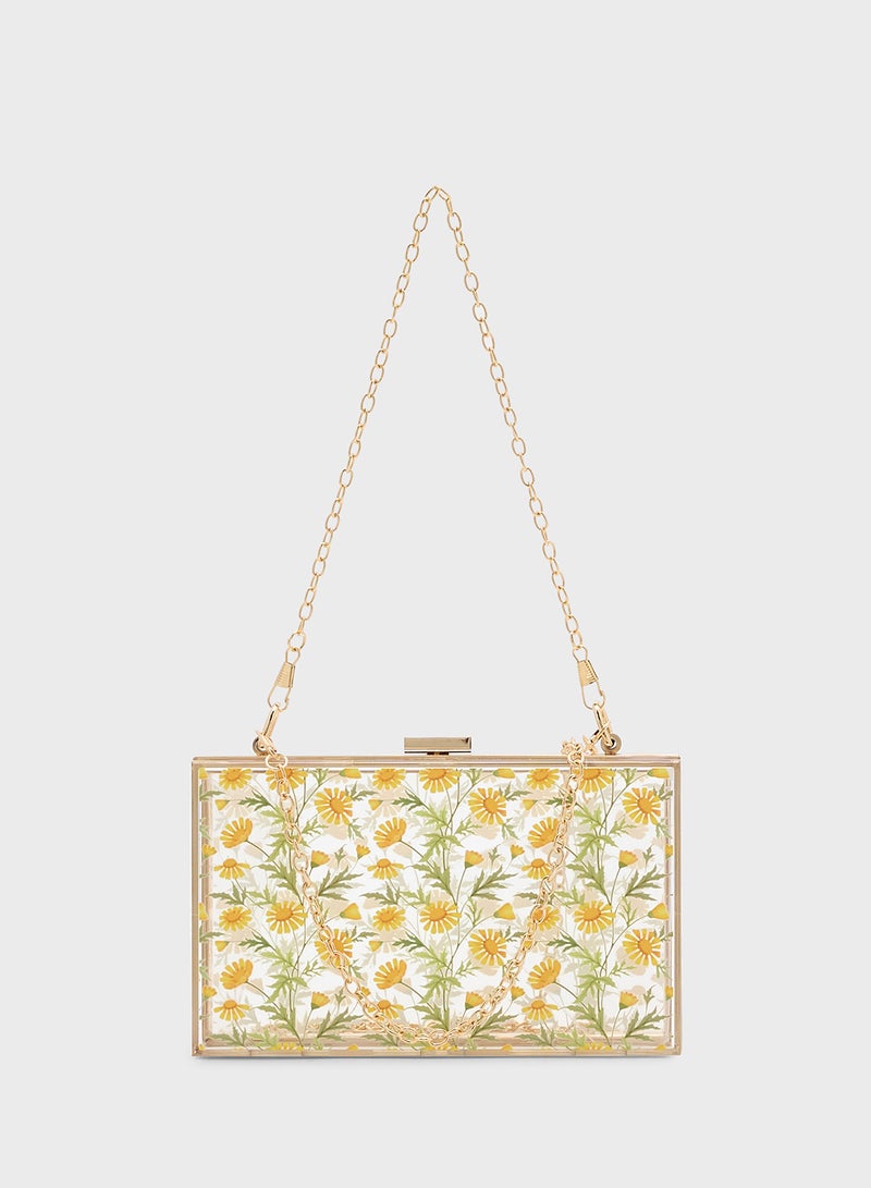 ELLA Daisy Print Clear Clutch Bag  - Image 1