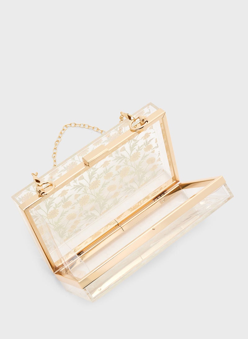 ELLA Daisy Print Clear Clutch Bag  - Image 5