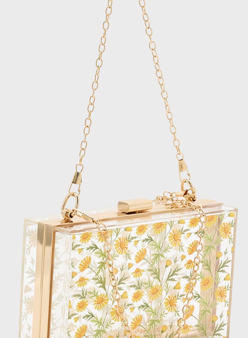 ELLA Daisy Print Clear Clutch Bag  - Image 4