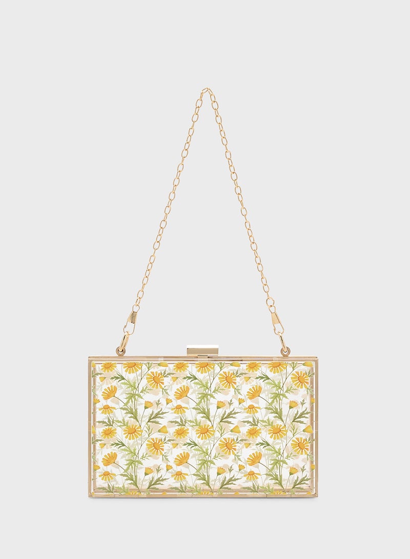 ELLA Daisy Print Clear Clutch Bag  - Image 2