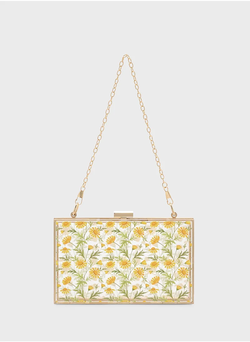 ايلا Daisy Print Clear Clutch Bag